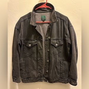 Washed black denim oversized jacket
